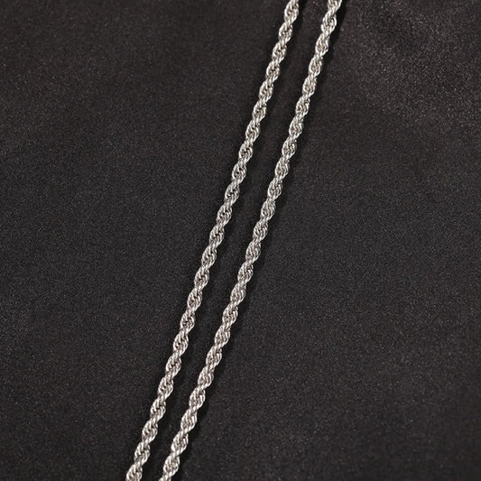 Rope Chain Necklace for Men — 3MM Stainless Steel, Gold & Silver