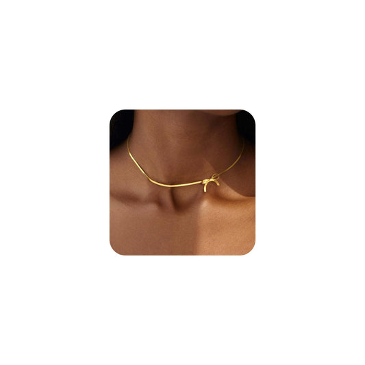 18K Gold Bow Pendant Necklace — Dainty Gold Jewellery for Women