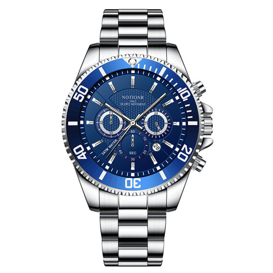 Luxury Luminous Watch for Men — Waterproof, Gold & Steel