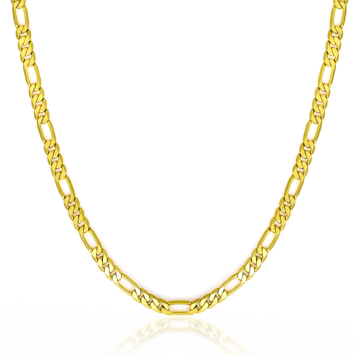 18K Gold Figaro Chain Necklace — 925 Silver Clasp, Men & Women