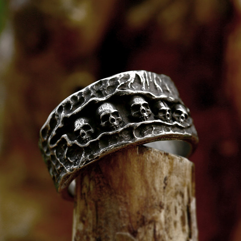 Vintage Warrior Stainless Steel Punk Ring for Men — Sizes 7–13