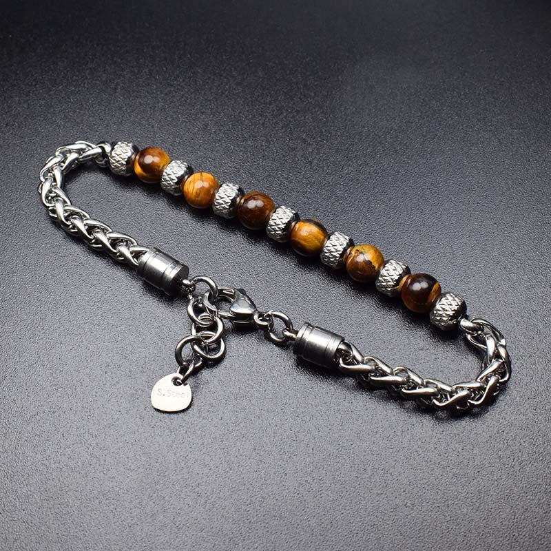 Tiger Eye Stone Bracelet for Men — Adjustable 6mm Natural Gemstone