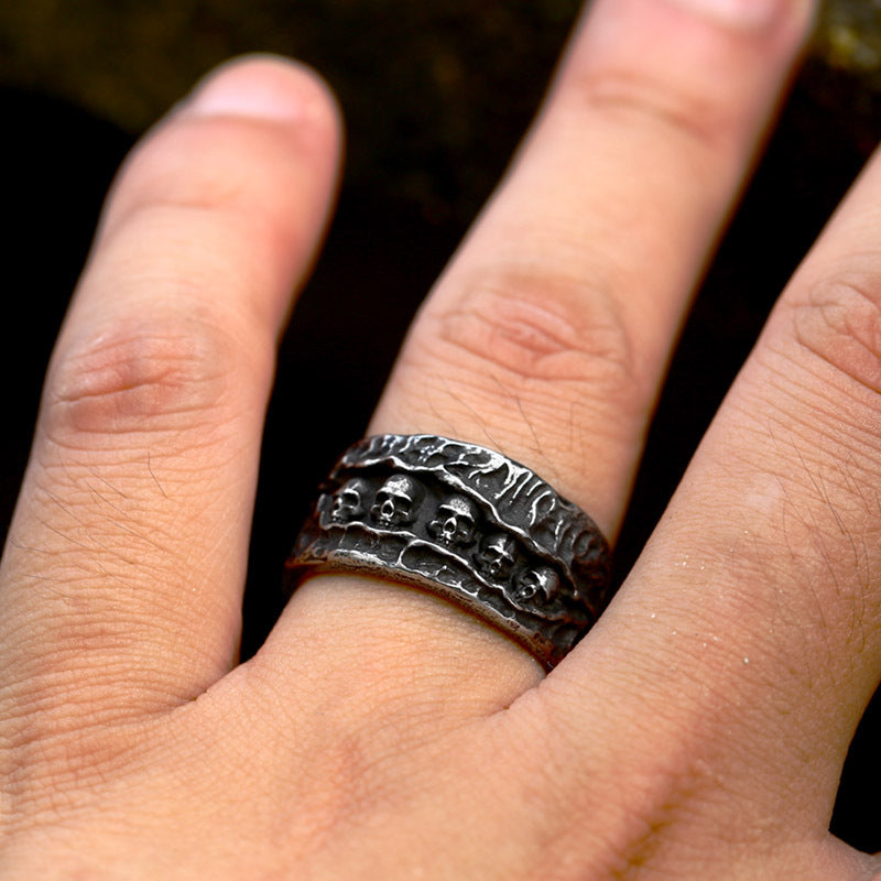 Vintage Warrior Stainless Steel Punk Ring for Men — Sizes 7–13
