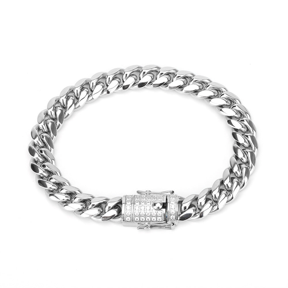 Gold & Silver Cuban Link Bracelet for Men — 18K Hip-Hop Titanium Steel