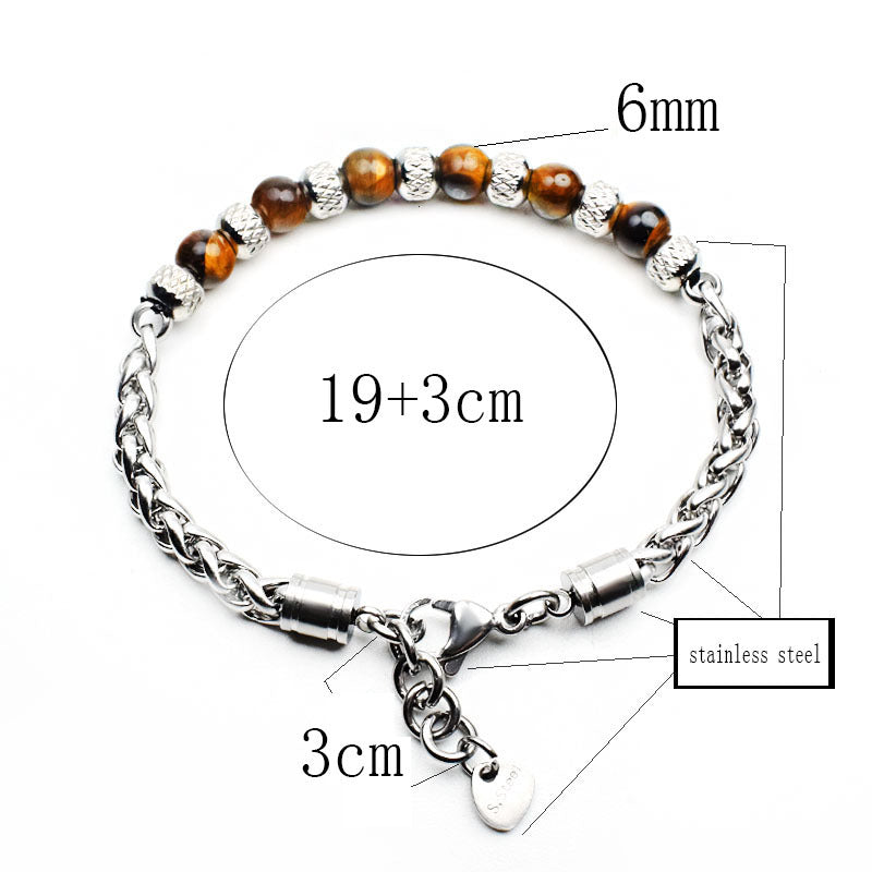 Tiger Eye Stone Bracelet for Men — Adjustable 6mm Natural Gemstone
