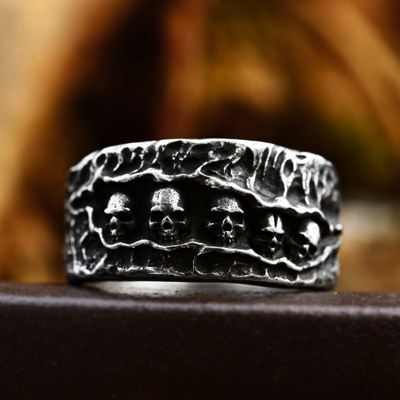 Vintage Warrior Stainless Steel Punk Ring for Men — Sizes 7–13