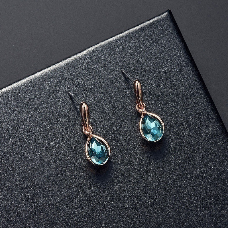 Blue & Green Teardrop Crystal Necklace & Earring Set — Ocean Statement Jewellery