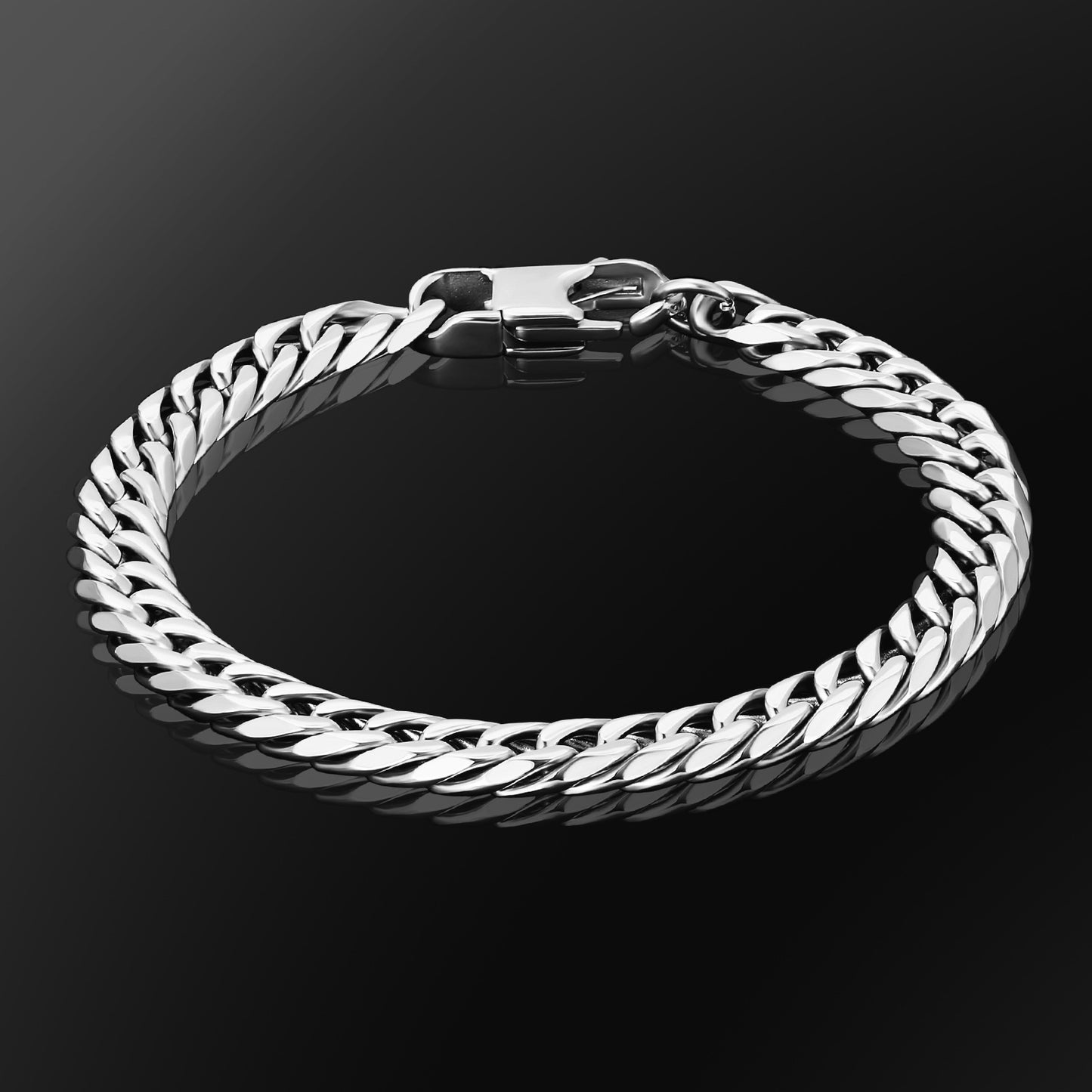 Men's 8mm Hexagonal Cuban Bracelet — 18K Gold & Platinum Titanium Steel