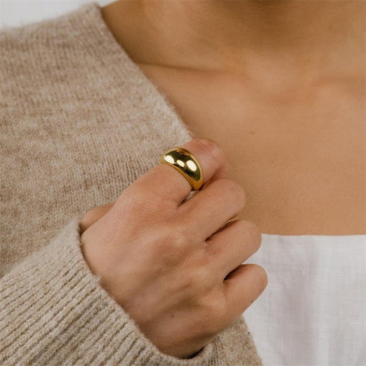 Lyra Signet Ring for Men — 18K Gold & Silver Stainless Steel