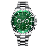 Silver with green face