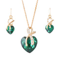 Austrian Crystal Heart Necklace & Earring Set — 5 Colours