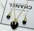 Austrian Crystal Heart Necklace & Earring Set — 5 Colours