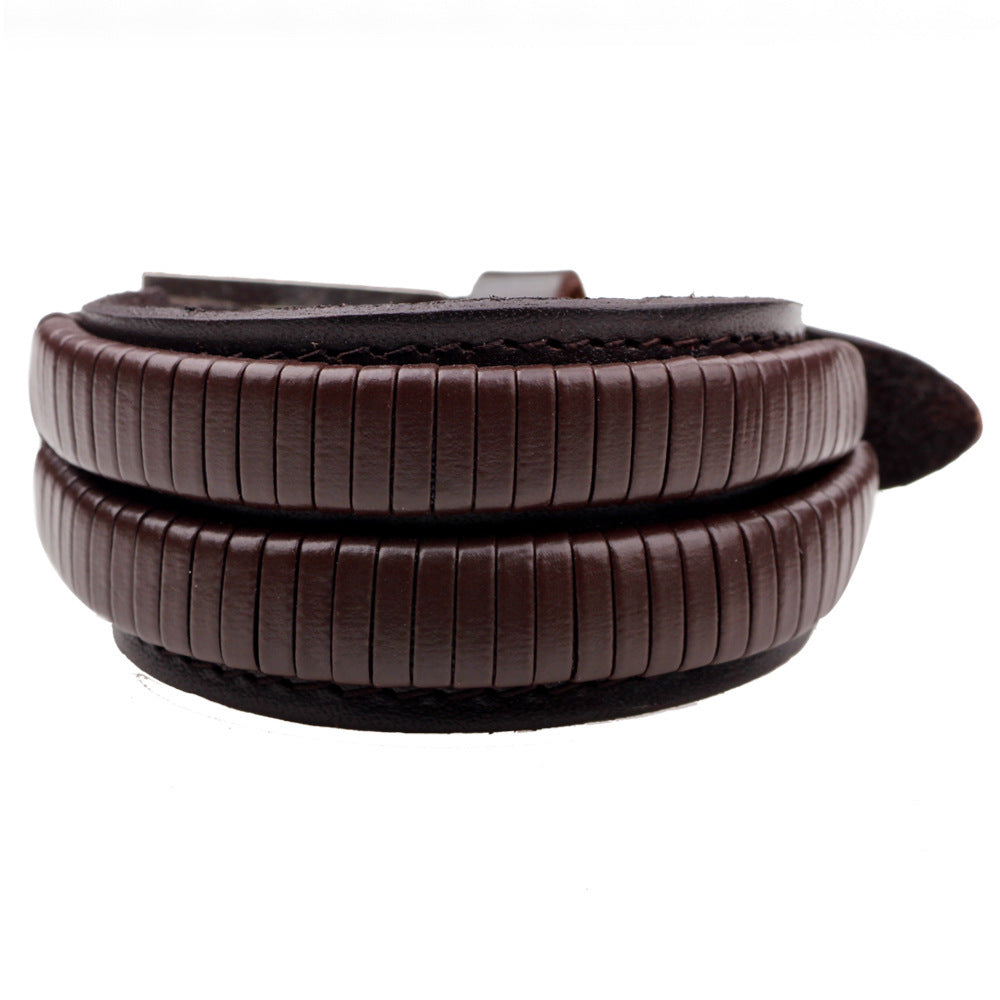 Multilayer Braided Leather Bracelet for Men — Black & Brown Wrist Wrap