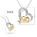 Double Heart Diamond Pendant Necklace — 925 Sterling Silver & Gold