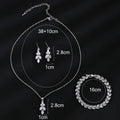 3-Piece CZ Bridal Jewellery Set — Korean Wedding Necklace, Earrings & Ring