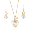 Austrian Crystal Heart Necklace & Earring Set — 5 Colours