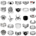 26-Piece Vintage Punk Rings Set — Gothic Silver Statement Collection for Men