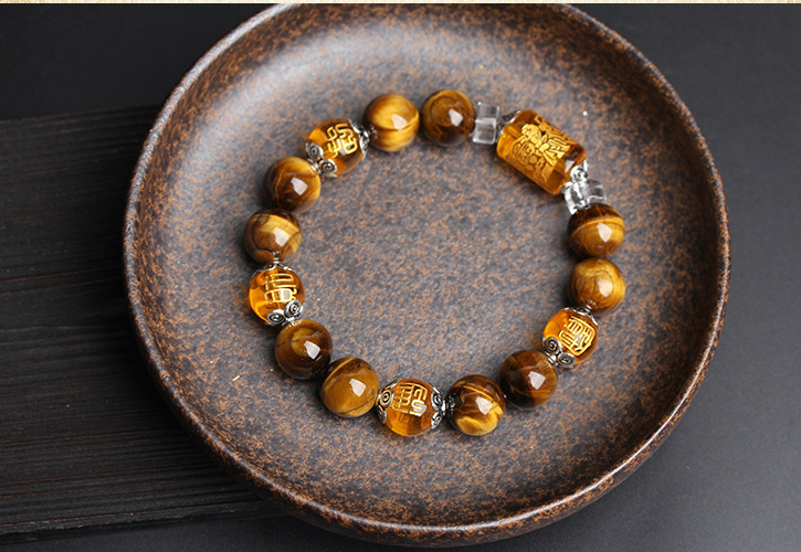 Natural Tiger Eye Bead Bracelet — 10mm & 12mm Spiritual Gemstone