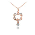 Rose Gold Double Heart Rhinestone Necklace — Twisted Love Pendant