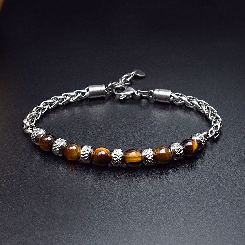 Tiger Eye Stone Bracelet for Men — Adjustable 6mm Natural Gemstone