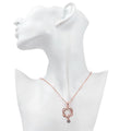 Rose Gold Double Heart Rhinestone Necklace — Twisted Love Pendant