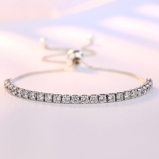CZ Tennis Bracelet for Women — White Diamond, Platinum Plated