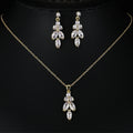 3-Piece CZ Bridal Jewellery Set — Korean Wedding Necklace, Earrings & Ring