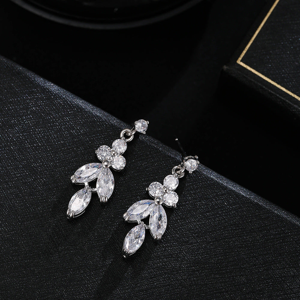 3-Piece CZ Bridal Jewellery Set — Korean Wedding Necklace, Earrings & Ring