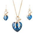 Austrian Crystal Heart Necklace & Earring Set — 5 Colours
