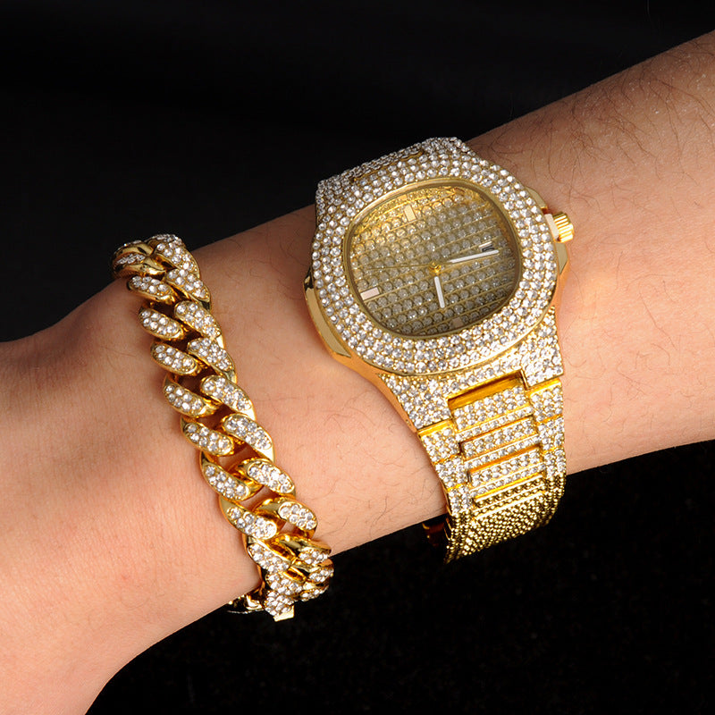 Men's Cuban Link Necklace & Bracelet Set — Matching Gold & Silver Hip-Hop