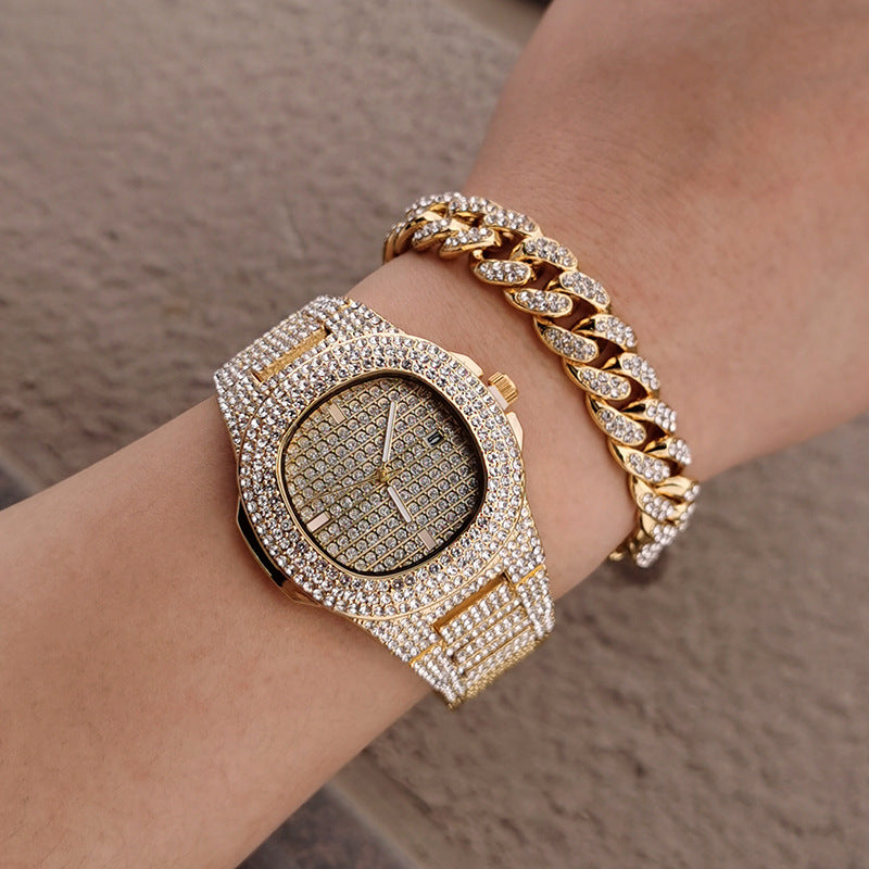 Men's Cuban Link Necklace & Bracelet Set — Matching Gold & Silver Hip-Hop