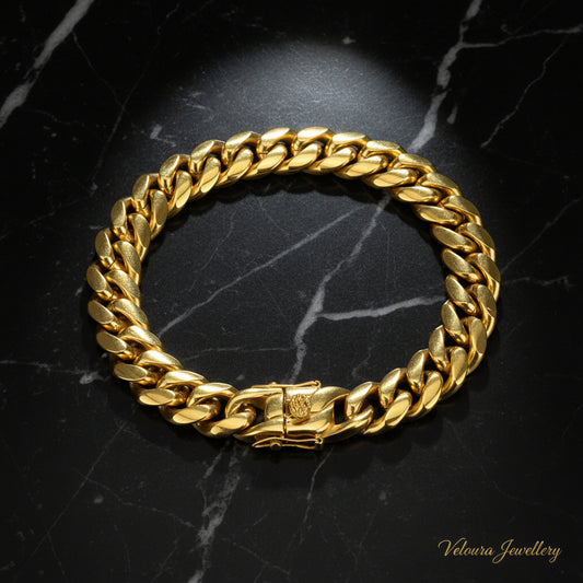 Cuban Link Bracelet for Men — 18K Gold & Silver, 10 Sizes