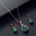 Blue & Green Teardrop Crystal Necklace & Earring Set — Ocean Statement Jewellery