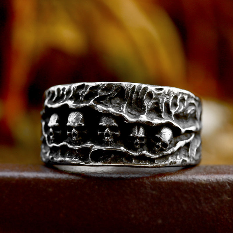 Vintage Warrior Stainless Steel Punk Ring for Men — Sizes 7–13