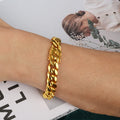 Gold & Silver Cuban Link Bracelet for Men — 18K Hip-Hop Titanium Steel