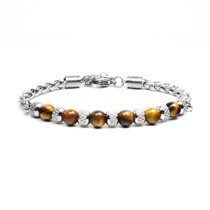 Tiger Eye Stone Bracelet for Men — Adjustable 6mm Natural Gemstone