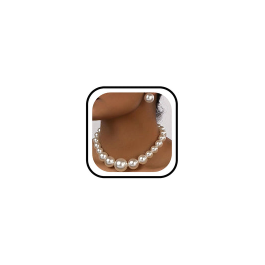 Chunky Pearl Necklace & Earring Set — Statement Occasion Jewellery