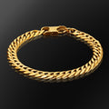 Men's 8mm Hexagonal Cuban Bracelet — 18K Gold & Platinum Titanium Steel
